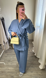 ENSEMBLE CACHE CŒUR BLEU NORA