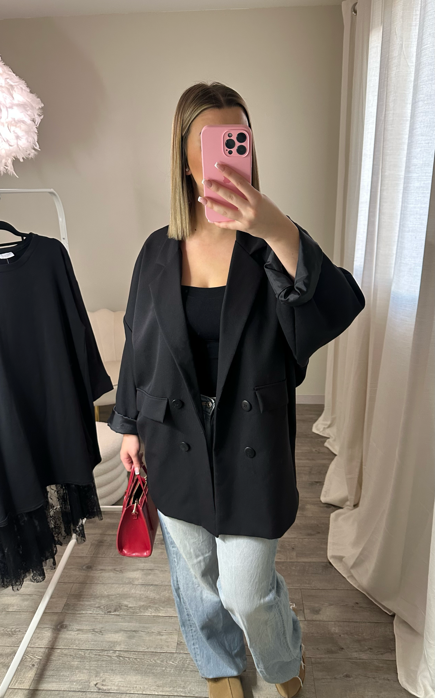 BLAZER MANCHES CHAUVE SOURIS NOIR LOLA