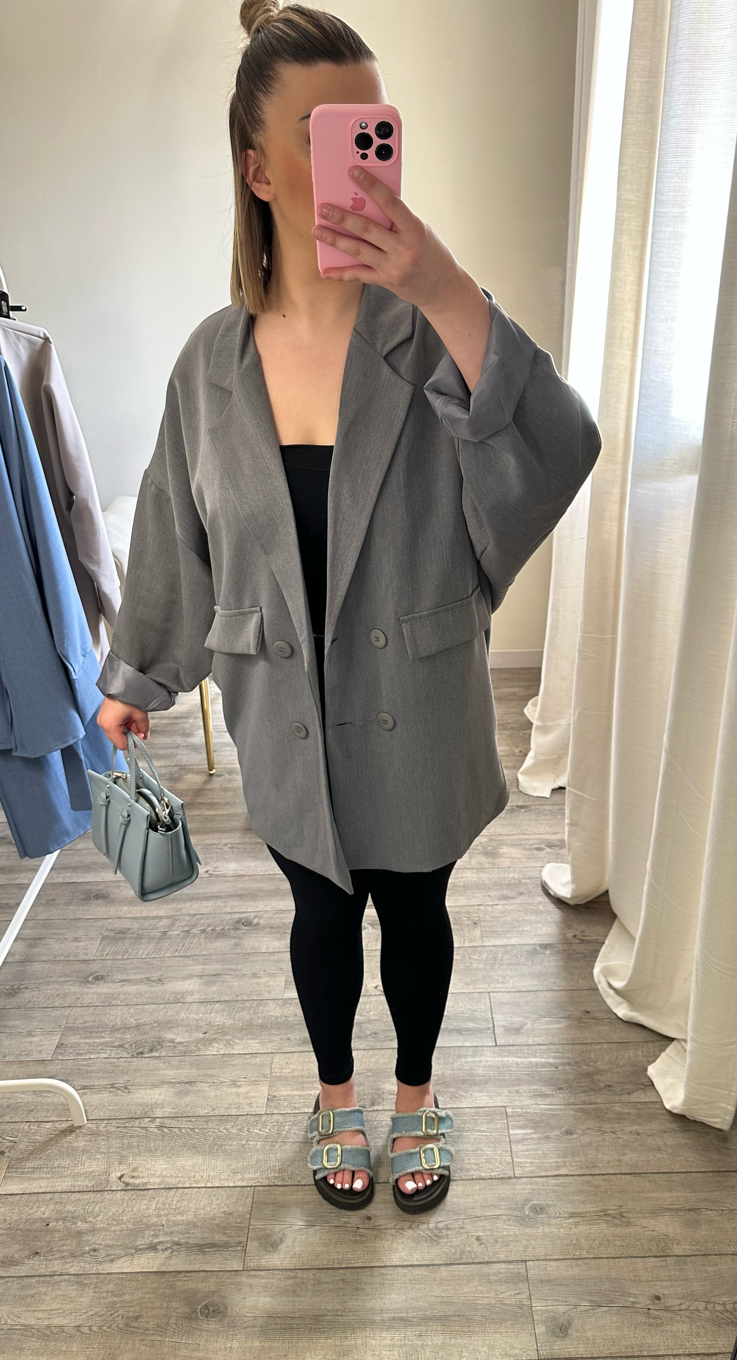 BLAZER MANCHES CHAUVE SOURIS GRIS LOLA