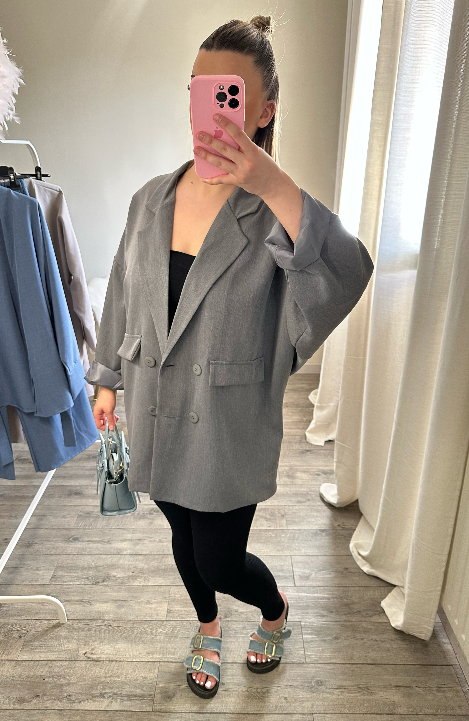BLAZER MANCHES CHAUVE SOURIS GRIS LOLA
