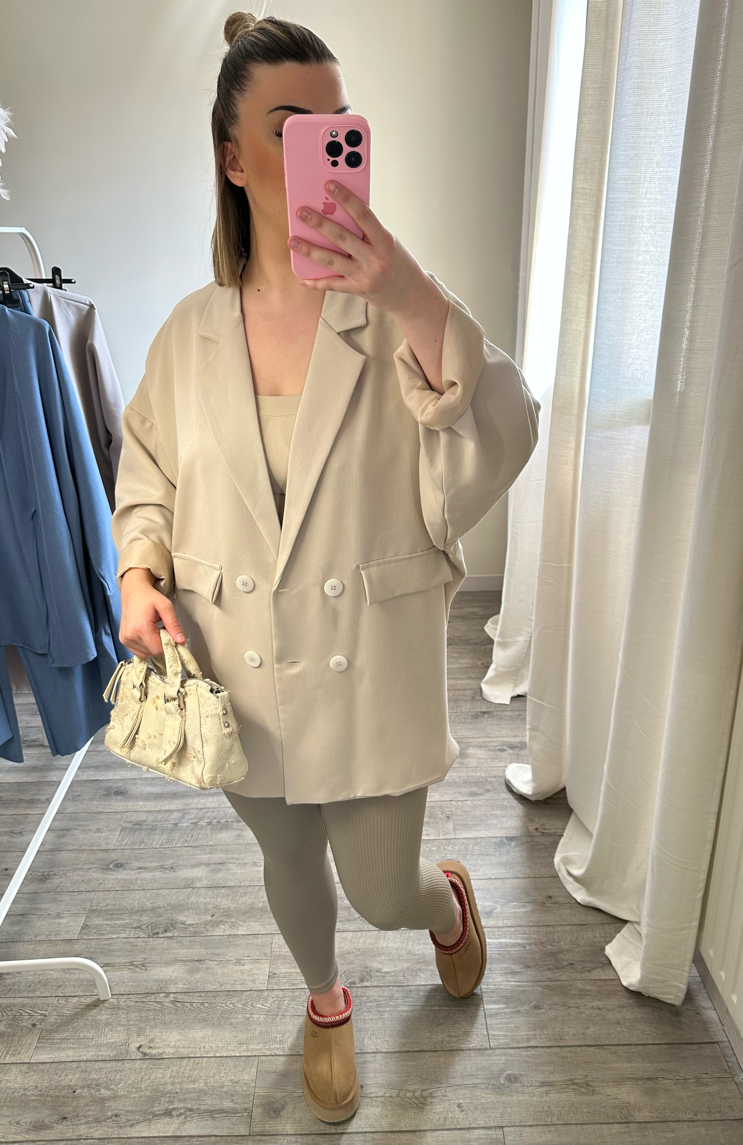 BLAZER MANCHES CHAUVE SOURIS BEIGE LOLA