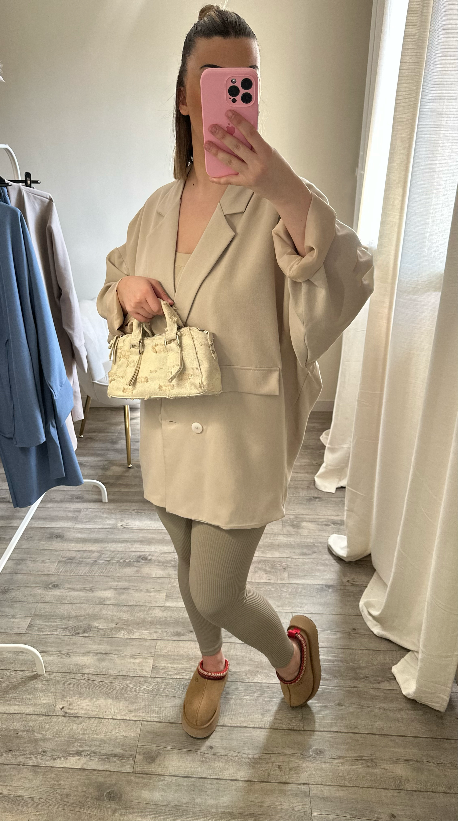 BLAZER MANCHES CHAUVE SOURIS BEIGE LOLA